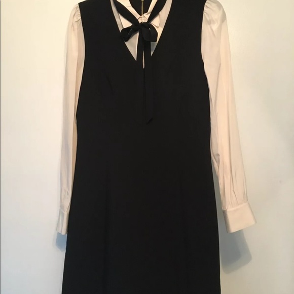 Kate Spade bow tie crepe dress a-line black white - Picture 3 of 9